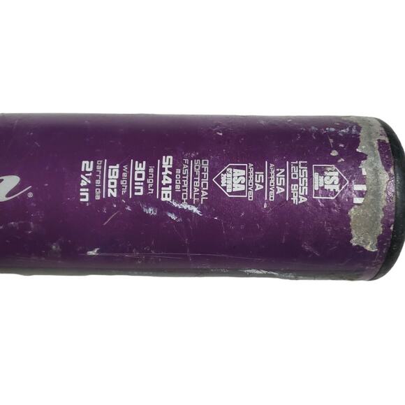 Easton Synergy FASTPITCH Softball Bat 30" 19 oz 2 1/4" Diameter White & Purple - Picture 5 of 7